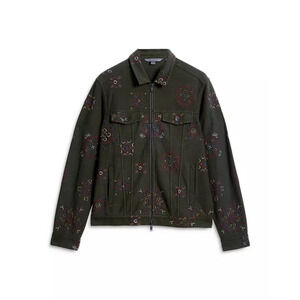 John Varvatos Anthony Trucker Jacket Moss Floral Geometric Vintage NWT $298